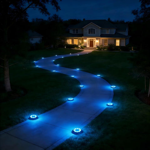 Flacchi Solar Lights Outdoor Waterproof，Blue 12 Pack 2-in-1 Ground Lights