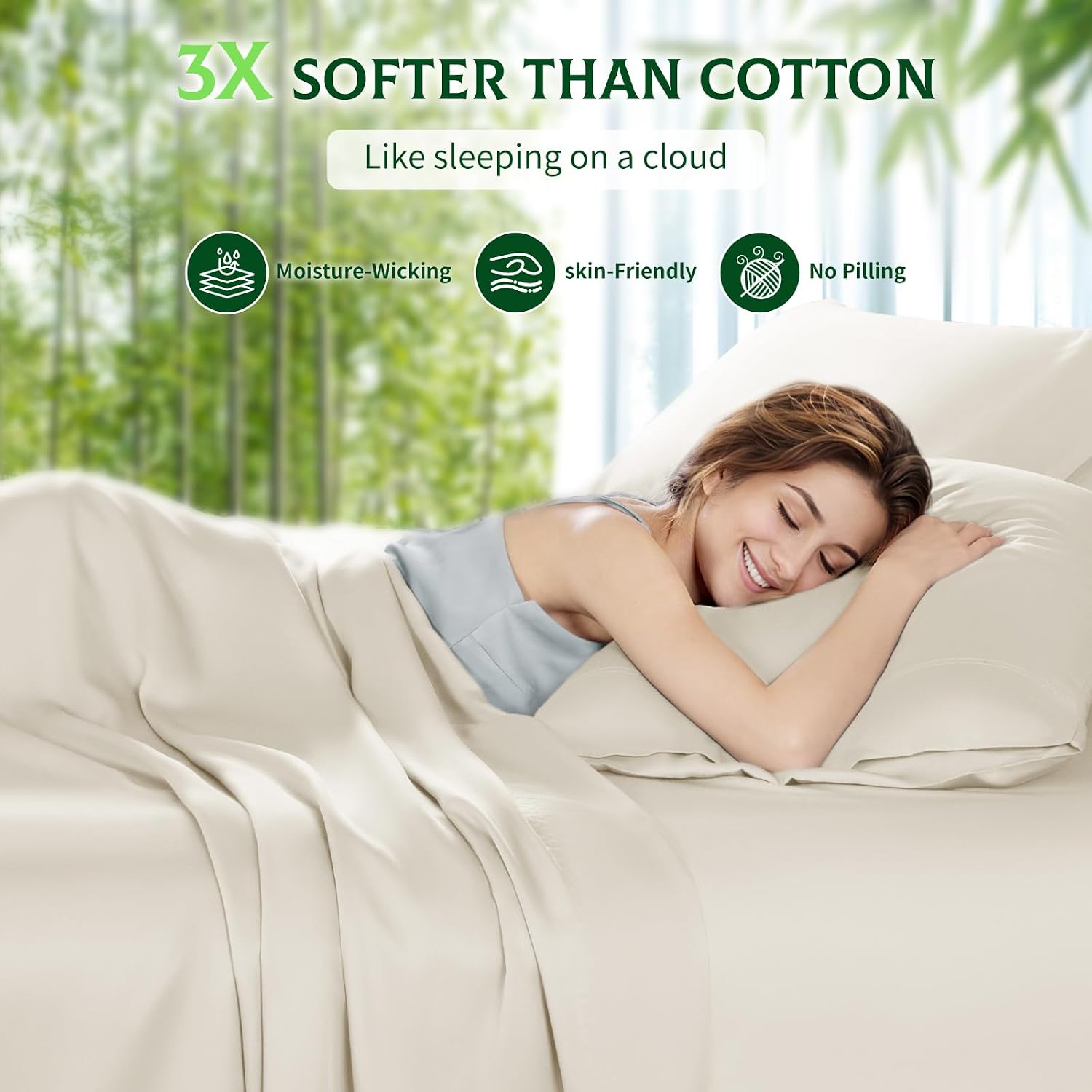 SONORO KATE 100% Viscose Derived from Bamboo_Sheets, Extra Deep Pocket,3PC
