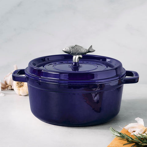 STAUB Cast Iron Animal Stainless Steel Knob, Fish