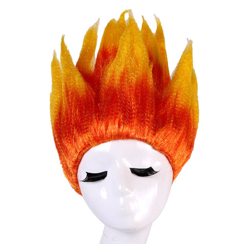HUNIGIR Fire Wig with Tie Stylish Flame Wig Ombre Orange Costume Hair Halloween Party Cosplay Fire Spiked Hair