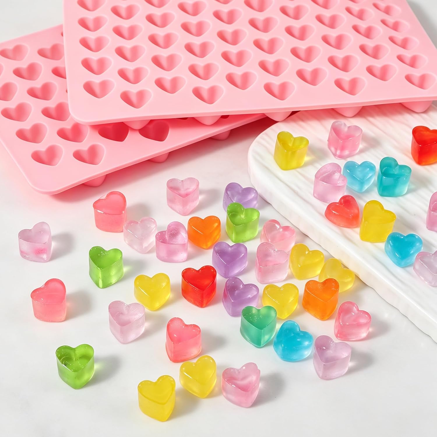 Medium & Mini Heart Mold, Heart Silicone Gummy Molds with 1 Dropper