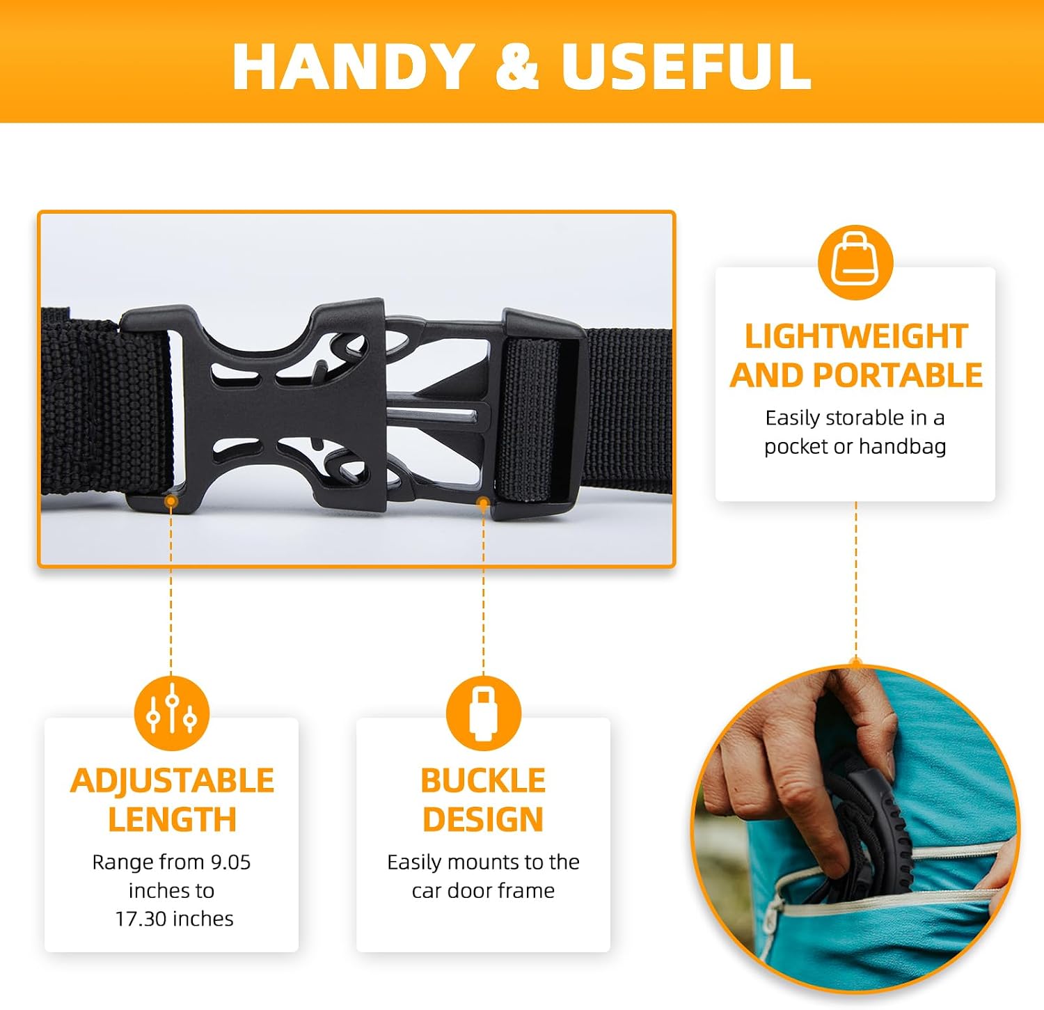 KOUNATSURI Car Door Handle for Elderly Car Assist Support Handle Multifunction Car Door Latch Bar for Seniors and Handicapped(Black)