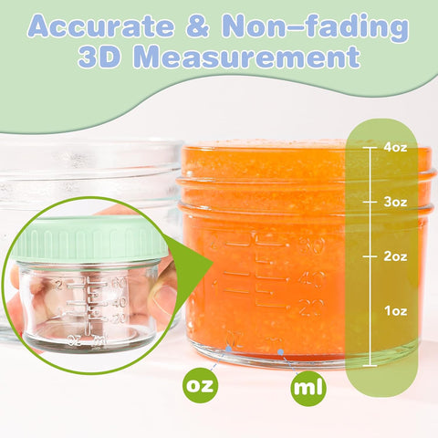 RowinsyDD 40 Pack Baby Food Containers, 4 oz Glass Baby Food Jars with Lids
