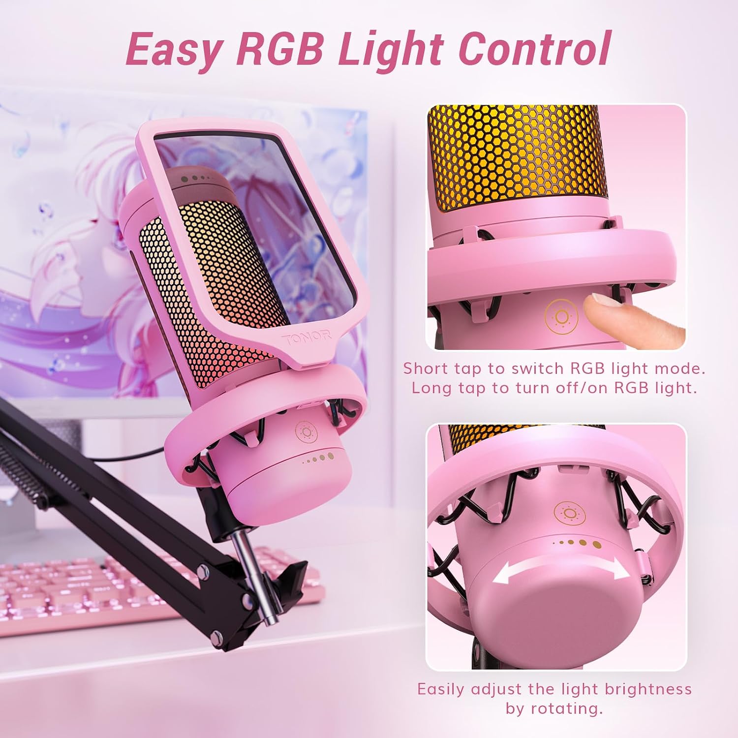 TONOR Gaming Microphone Set, Vocal Condenser Mic fop PC Gamers with RGB