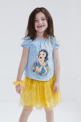 Disney Princess Girls' T-Shirt and Tutu Skirt Set with Scrunchie Toddler to Big Kid