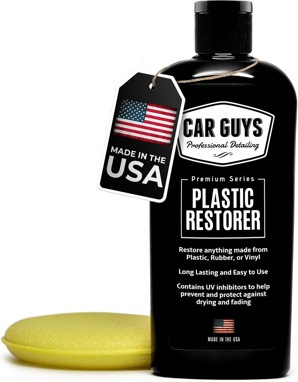 CarGuys Plastic Restorer | Bring Plastic, Rubber, and Vinyl Back to Life! | User-Friendly Trim Restorer | Safe Auto Detailing Supplies | 8 Oz Kit with Foam Applicator