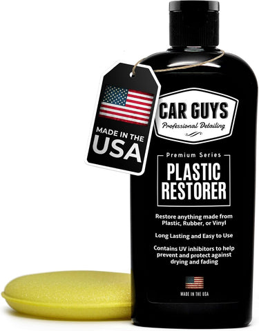 CarGuys Plastic Restorer | Bring Plastic, Rubber, and Vinyl Back to Life! | User-Friendly Trim Restorer | Safe Auto Detailing Supplies | 8 Oz Kit with Foam Applicator