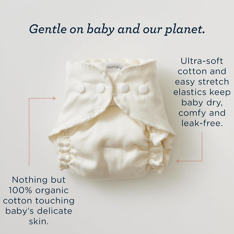 Esembly Cloth Diaper Inner - Organic Cotton, 6-Pack, Size 2 (18-35lbs)