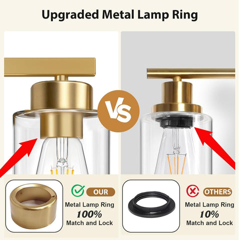 IZORRO Bathroom Light Fixtures, Modern Vanity Lights, Bathroom Lighting Fixtures Over Mirror with Clear Glass Shade, Wall Sconce for Living Room Cabinet Bedroom (Brushed Gold, 4-Light)