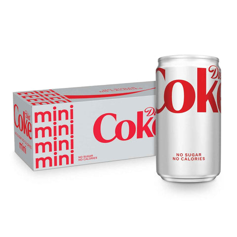 Diet Coke Soda Soft Drink Fridge Pack Mini Cans, 7.5 fl oz, 10 Pack