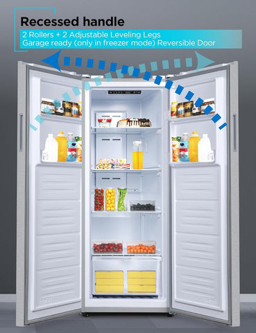 11 Cu. Ft. Convertible Freezer Refrigerator,Upright Fridge with Glass Shelves, Reversible Door, Garage Ready Freezer, Frost Free