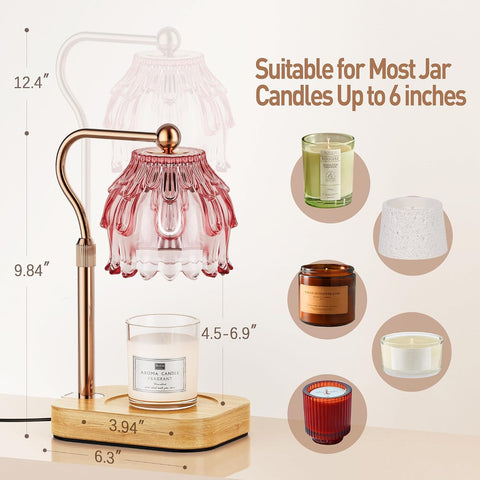 Candle Warmer Lamp with Timer - Flower Design Electric Wax Melting Wax Lamp for Jar Candles, Gift for Women, Mom, Christmas, Birthday,Home Decor