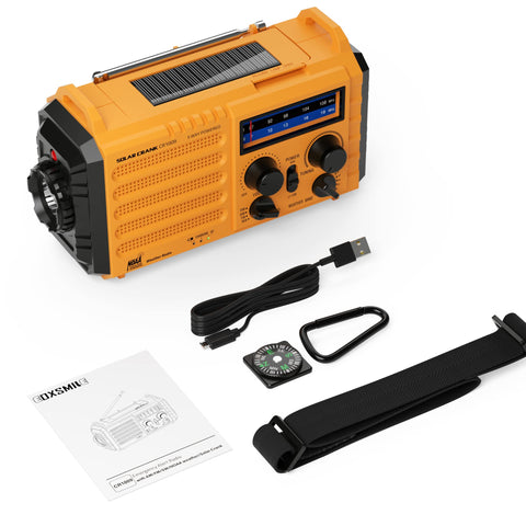 Emergency Radio with NOAA Weather Alert, Portable Solar Hand Crank AM/FM Radio for Survival,Rechargeable Battery Powered Radio,USB Charger,Flashlight,Reading Lamp,for Home Outdoor