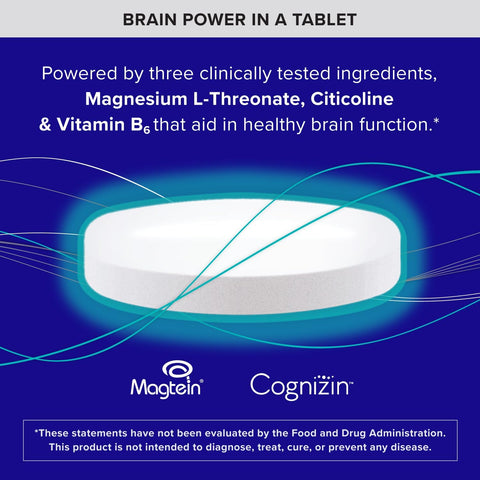 Qunol Brain Health Memory Plus w/Magtein, Cognizin & Vitamin B6, 90ct | Combines Two Clinically Tested, High Absorption Ingredients to Improve Memory, Focus, Attention, Productivity