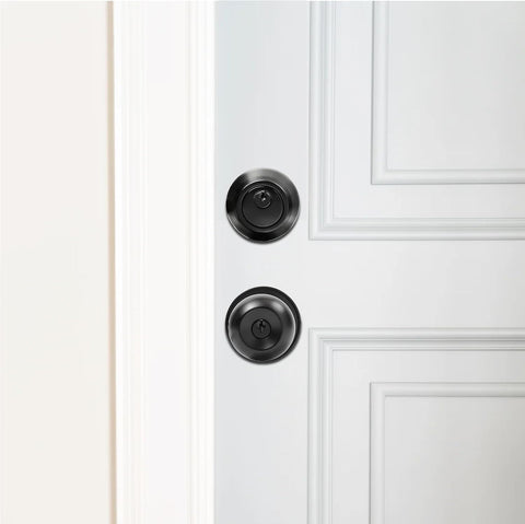 Value Pack Door Lock with Key and Deadbolt, Keyed Alike Exterior Door Handle Set for Front and Entry Doors, Matte Black Finish, 3 Pack