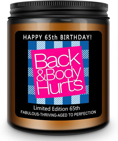 Homsolver 65th Birthday Decorations Gifts for Women Men, Happy 65th Birthday Candle Gift for Her Him, Funny 65 Years Old Ideas - Lavender Scented Candles