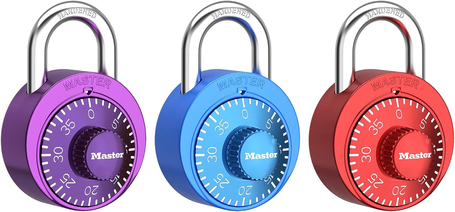Master Lock Combination Padlock, Gym Locker Lock, Assorted, 1530DEC3