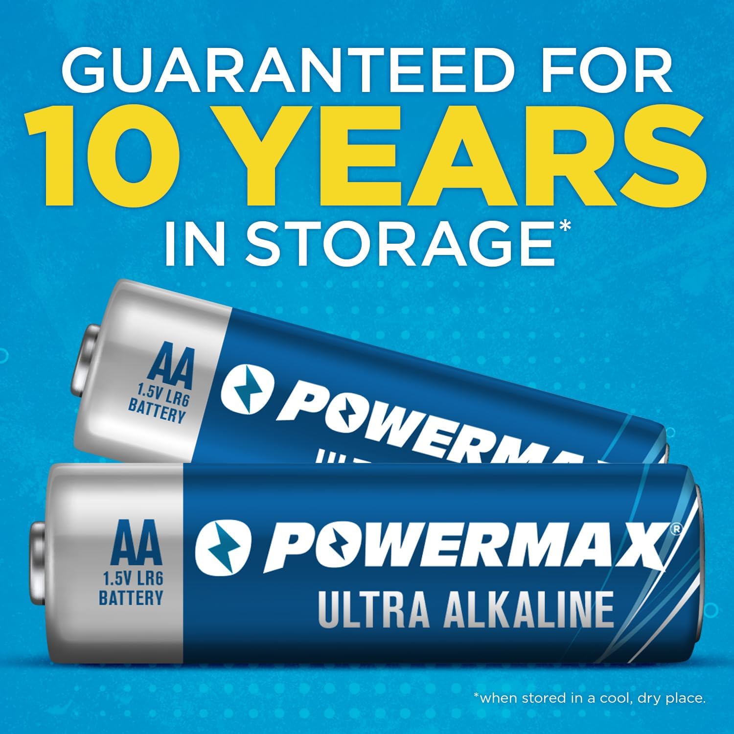 Powermax 24-Count AA Batteries, Ultra Long Lasting Alkaline Battery, 10-Year Shelf Life, Reclosable Packaging