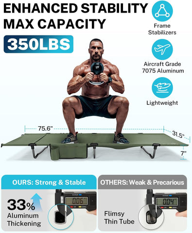 Gonex 31" Wide Camping Cot Lightweight Folding Portable Camp Cot for Adult
