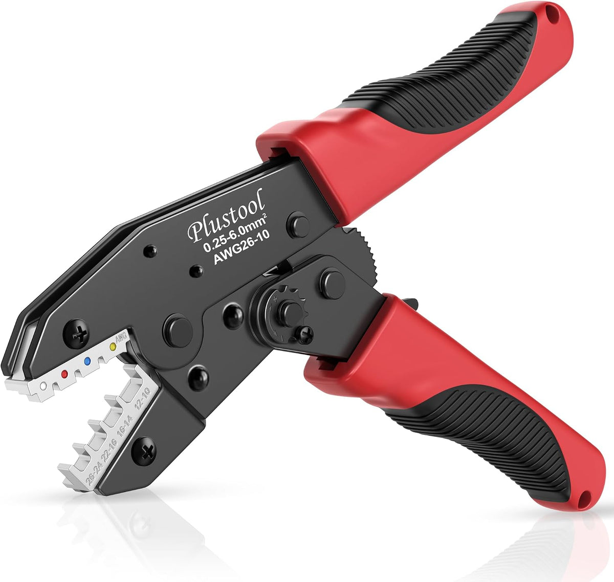 Plustool Crimping Tool for Heat Shrink Connectors AWG26-10, Ratcheting Wire Terminal Crimper - Crimping Pliers - Electrical Crimping Tool