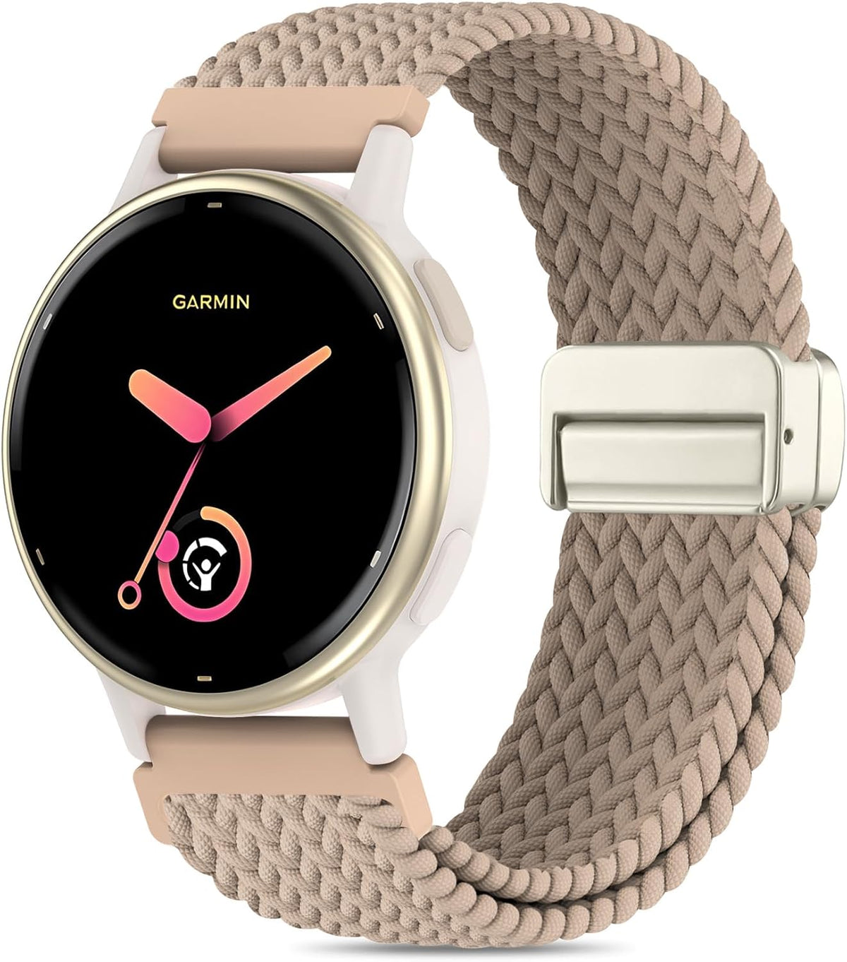 20mm Magnetic Braided Nylon Band Compatible With Garmin Vivoactive 6/Vivoactive 5/3/3 Music Watch Bands, Quick Release Stretchy Strap Replacement for Venu Sq 2/Forerunner 55/165/245/645
