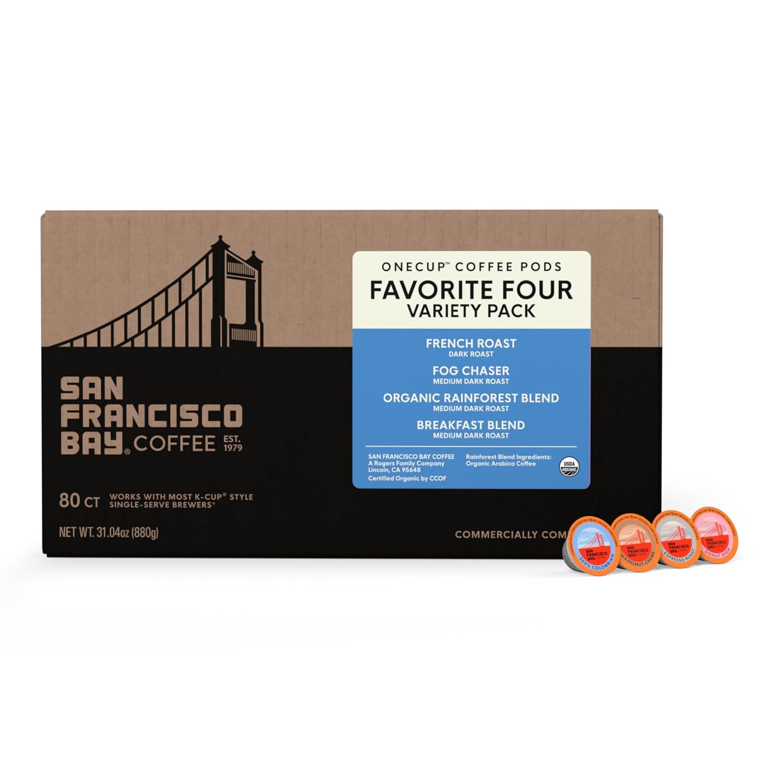 San Francisco Bay Variety Pack Original K-Cup Compatible Coffee Pods, 80 ct
