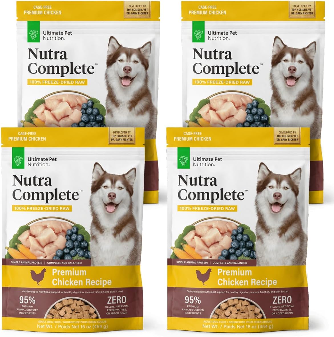 ULTIMATE PET NUTRITION Nutra Complete Freeze-Dried Dog Food Chicken 1lb x4