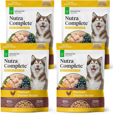 ULTIMATE PET NUTRITION Nutra Complete Freeze-Dried Dog Food Chicken 1lb x4
