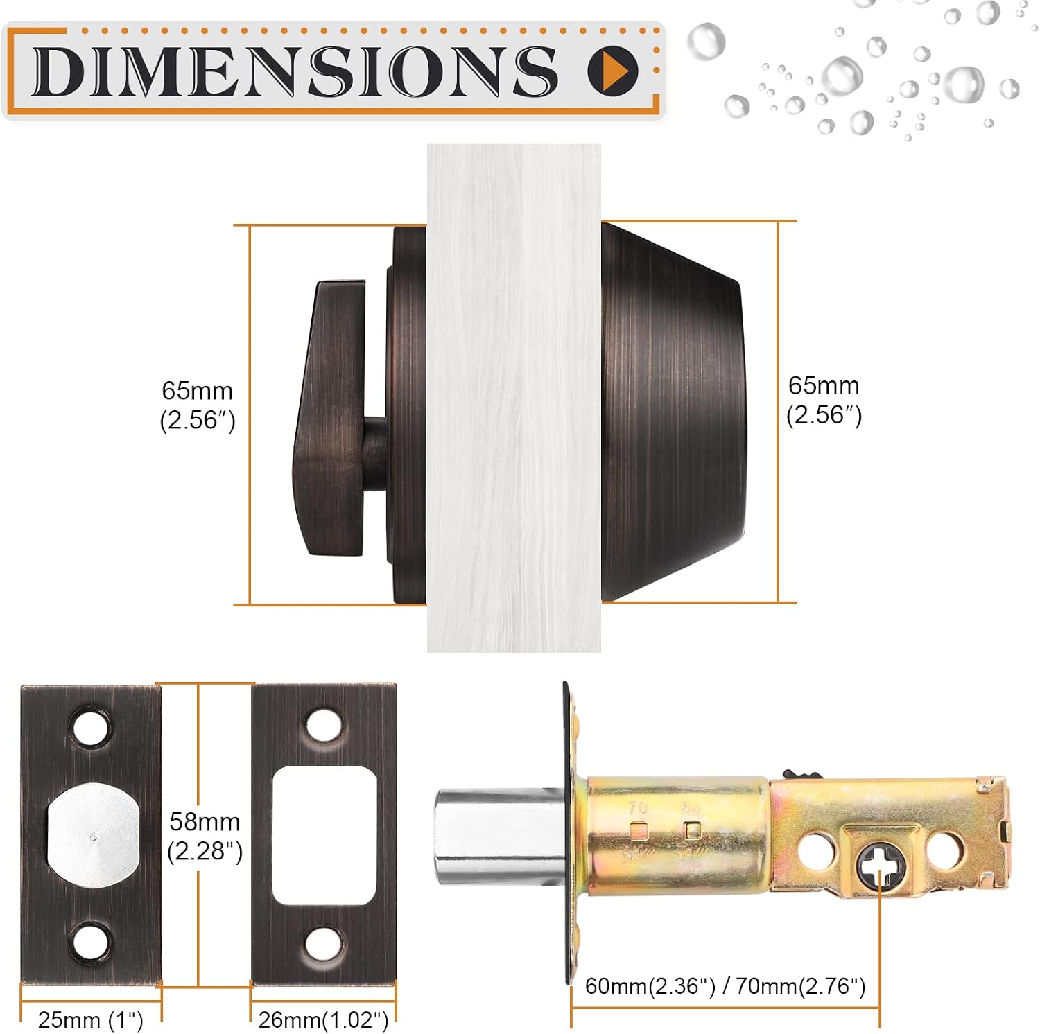 Probrico Keyed Alike Single Cylinder Deadbolts Oil Rubbed Bronze(Combo Packs), One Side Keyed Deadbolts, Interior& Exterior Door Lock for Entrance Lock and Front Gate, 4 Pack