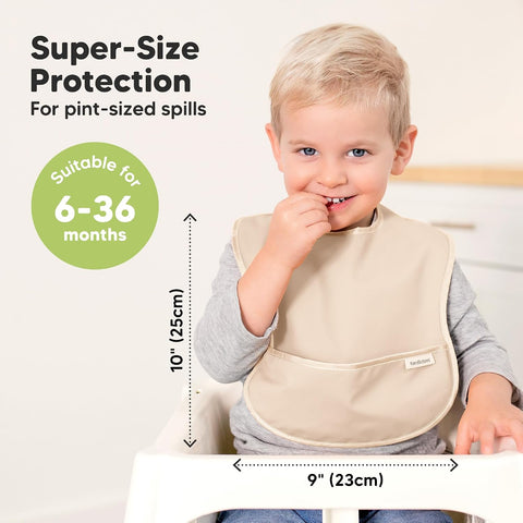 KeaBabies 3-Pack Waterproof Baby Bibs for Eating, Lightweight, Slate