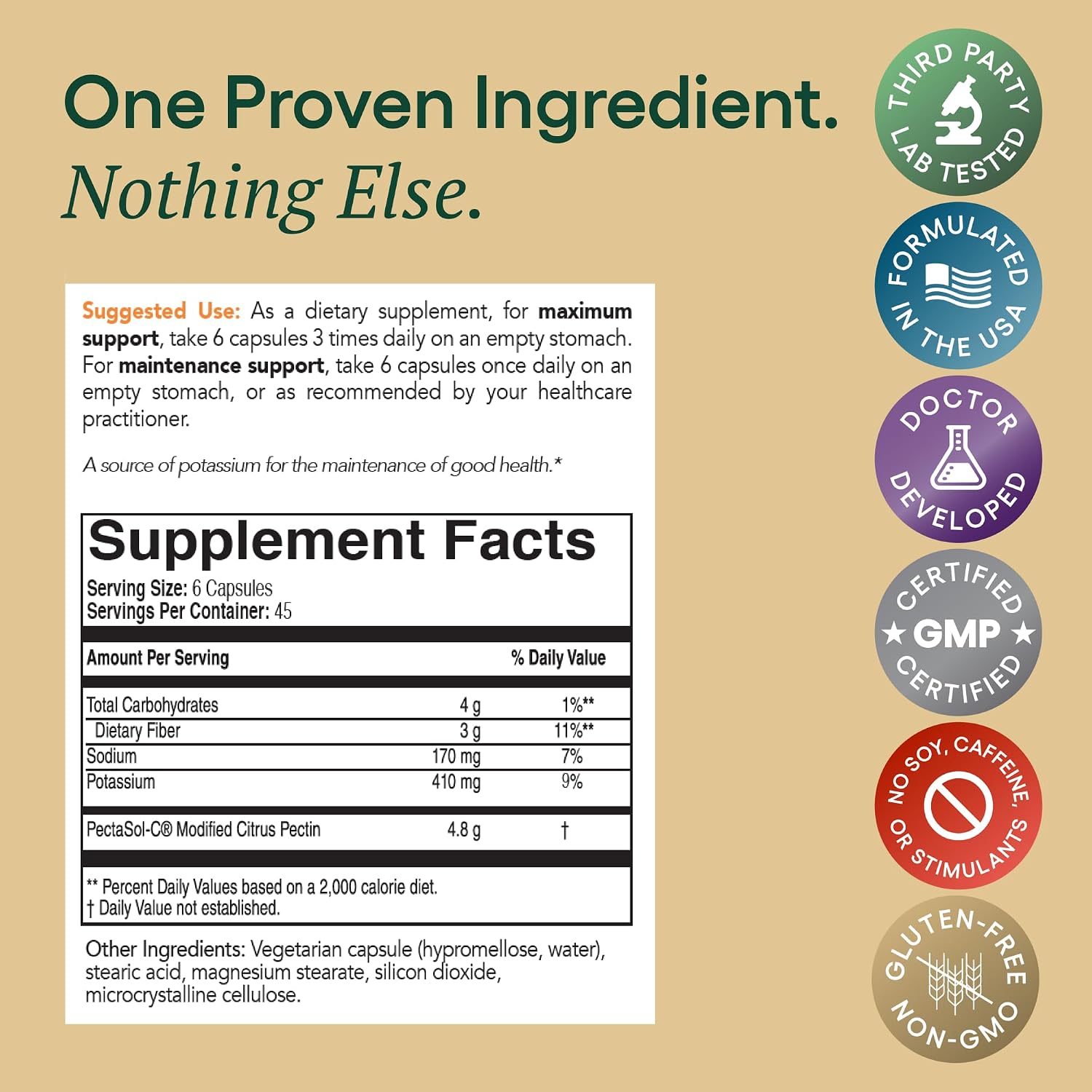 EcoNugenics PectaSol Modified Citrus Pectin Supplement – 270 Capsules