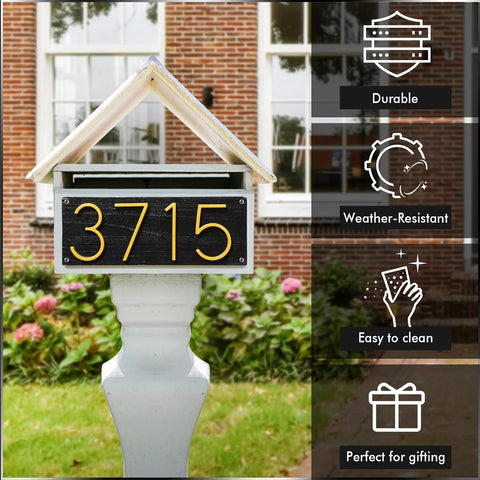 VONDERSO 5 Inch Floating House Numbers and Letters for Outside,Gold Metal Modern Outdoor Address Sign for Yard Street and Mailbox, Zinc Alloy Solid Address Numbers and Letters,number 4
