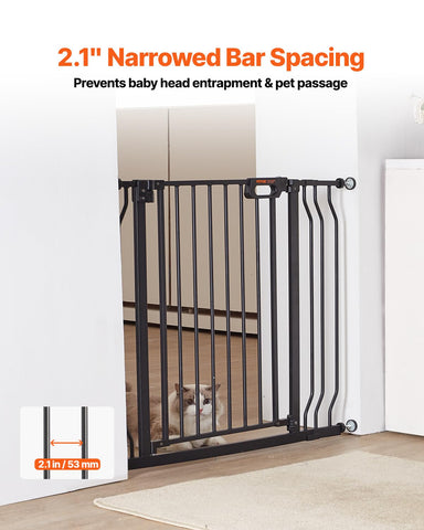 VEVOR Baby Gate, 29.5-37 in Adjustable Width, 30in High Dog Gate, Easy Step Walk Thru, Auto Close, Child Pet Security, with Pressure Mount Kit and Wall Mount Kit, for Stairs Doorways and House, Black