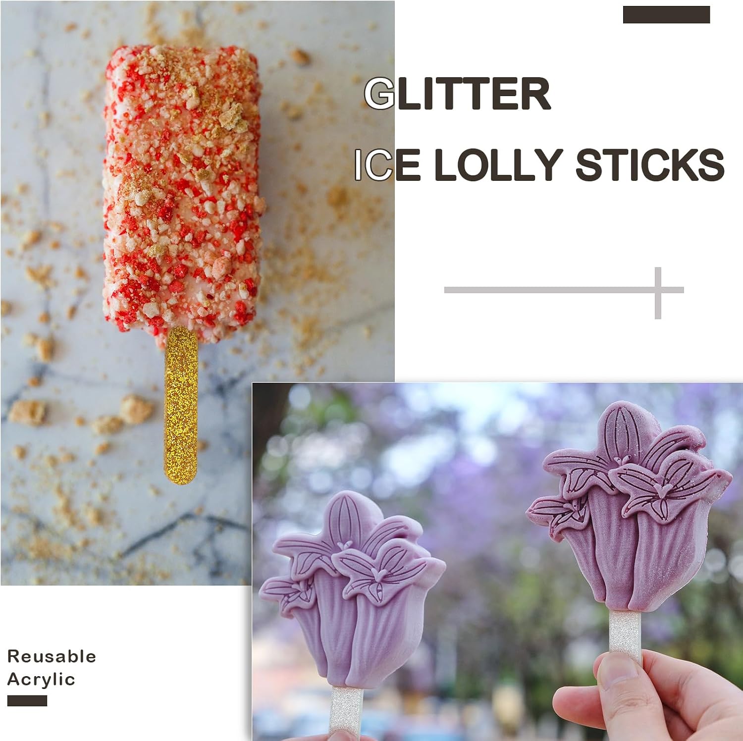 30 Pcs Reusable Acrylic Cakesicle Sticks, 4.5 Inches, Gold, Silver
