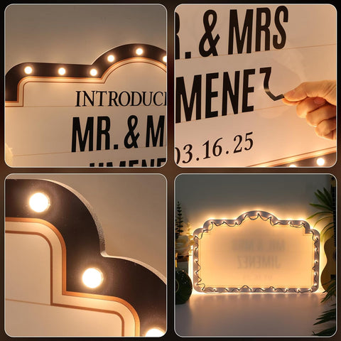 20IN Wedding Bottle Service Sign, Personalized Wedding Entrance Props Led Marquee Sign for Reception, Custom Light up Marquee Sign with Stickers for Bridal Engagement Anniversary Nightclub Gift