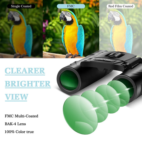 WRNRN 8x21 Mini Lightweight Binoculars, Compact Pocket Binocularsfor Adults Kids, Small Protable Binoculars for Bird Watching Travel Opera Theater Sports Scenery