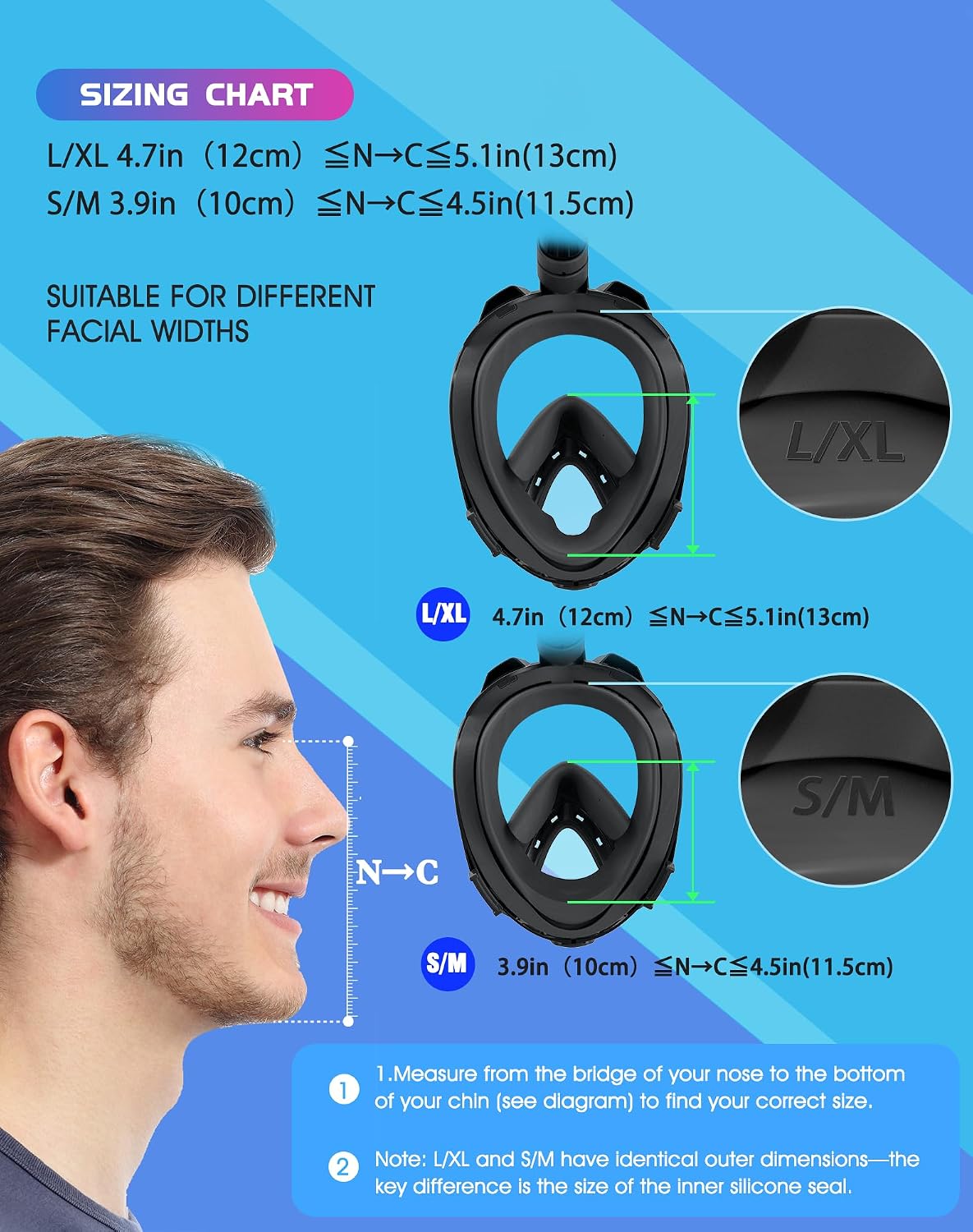 Greatever G2 Full Face Snorkel Mask Adults with Latest Dry Top System