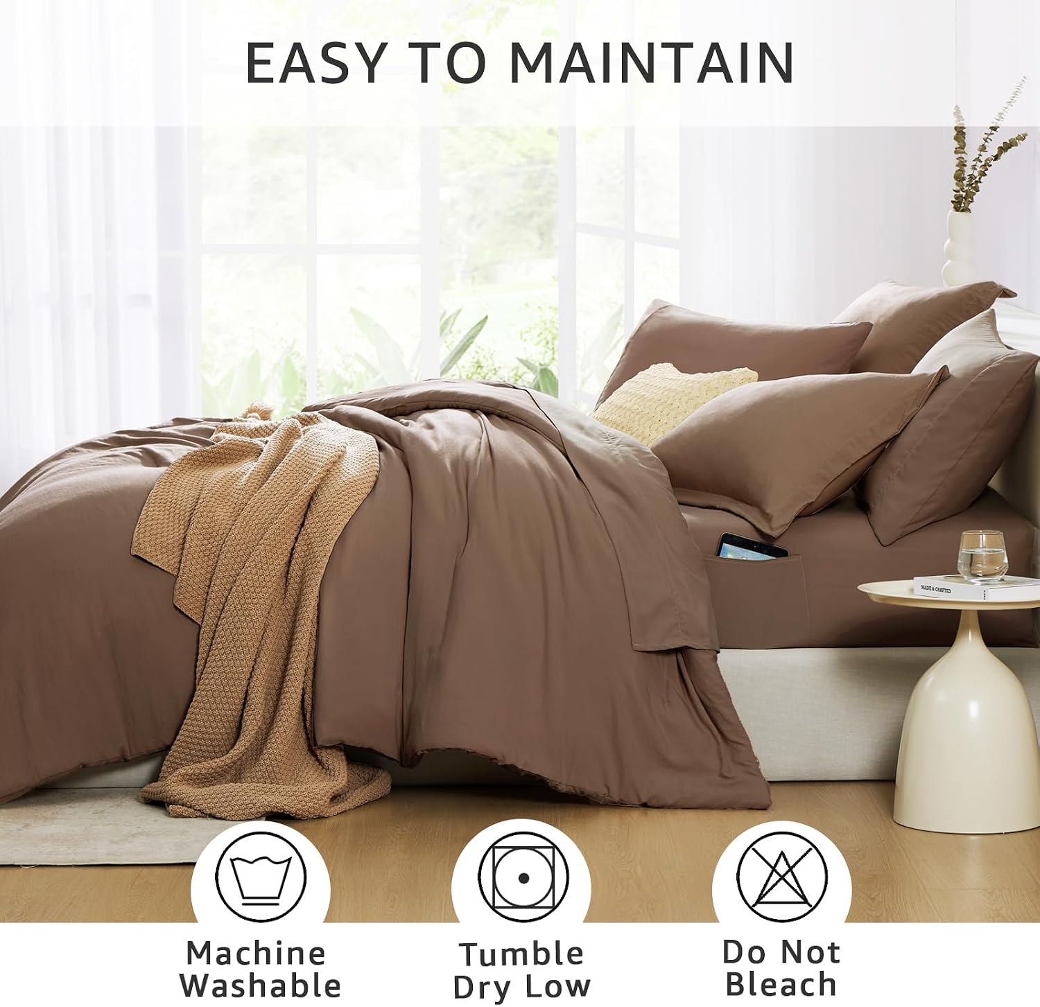 Queen Comforter Set-7 Pieces Soft Prewashed Bed in a Bag Queen Bedding Sets