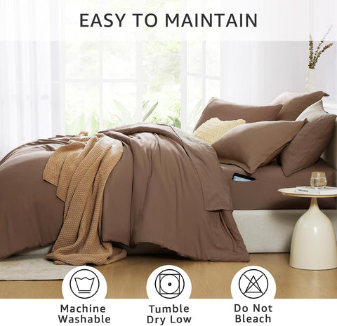 Queen Comforter Set-7 Pieces Soft Prewashed Bed in a Bag Queen Bedding Sets