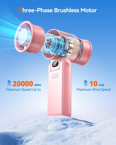 Portable Handheld Fan with Ice Cooler, 199 Speed Personal Fan,5500mAh Rechargeable,20H Cooling Time,20000 RPM Powerful Motor, Summer Essential for Travel/Outdoor/Office, Pink