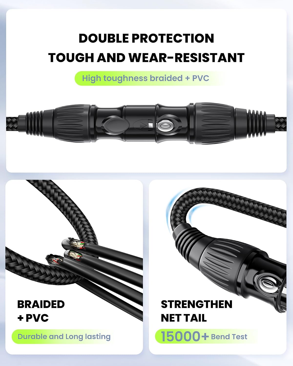 XLR Cable 100ft, OFC Dual Shielded XLR Microphone Cable