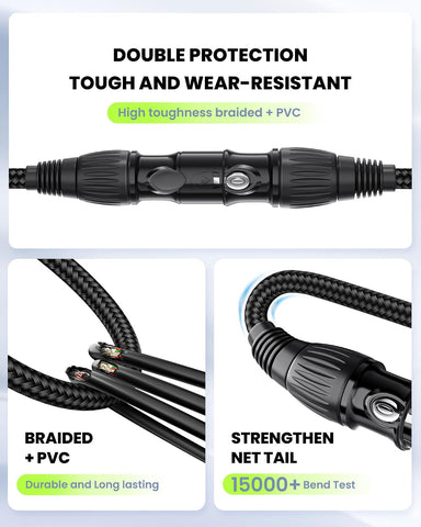 XLR Cable 100ft, OFC Dual Shielded XLR Microphone Cable