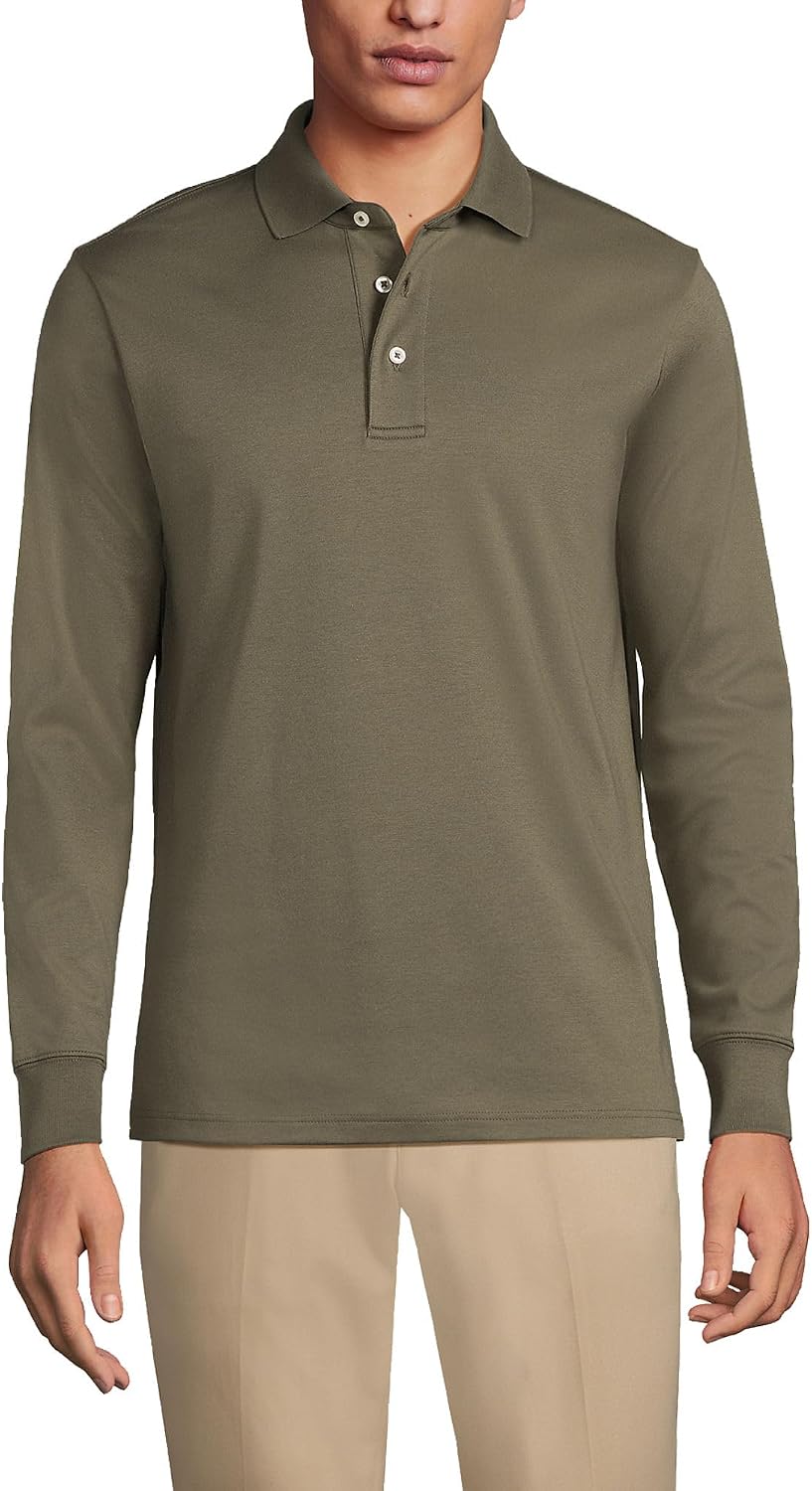 Lands' End Men's Long Sleeve Supima Polo