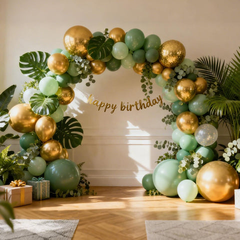 RUBFAC Gold Balloons Different Sizes Chrome Gold Balloon Arch Kit 129pcs