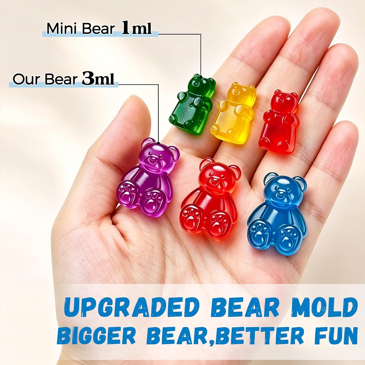 4 Pack Large Gummy Bear Molds Candy Molds - 3 Inch Gummy Silicone Molds