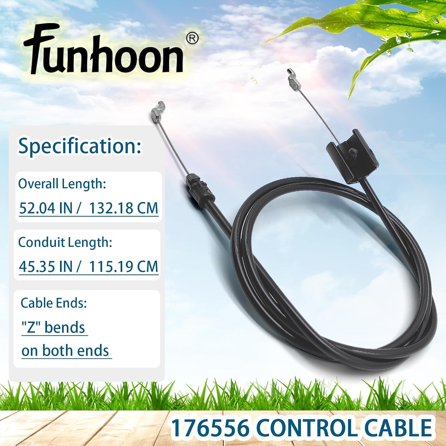 Funhoon Control Cable 532176556 52 INCH for Craftsman Murray Husqvarna 176556 162778 Throttle Cable Engine Zone Control Cable Push Mower Walk-Behind Lawn Mowers