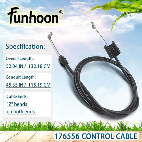 Funhoon Control Cable 532176556 52 INCH for Craftsman Murray Husqvarna 176556 162778 Throttle Cable Engine Zone Control Cable Push Mower Walk-Behind Lawn Mowers
