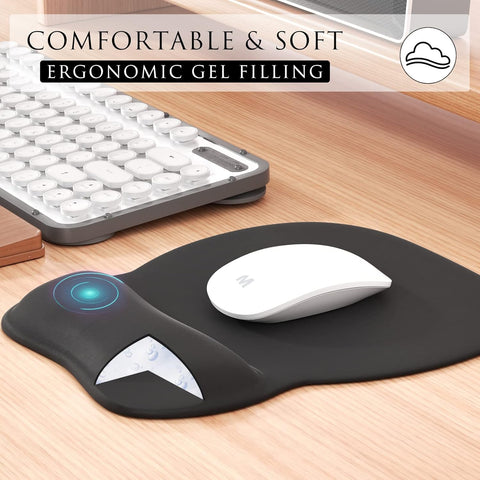 MROCO Ergonomic Mouse Pad with Gel Wrist Rest, 9.4 x 8.1 in, Black