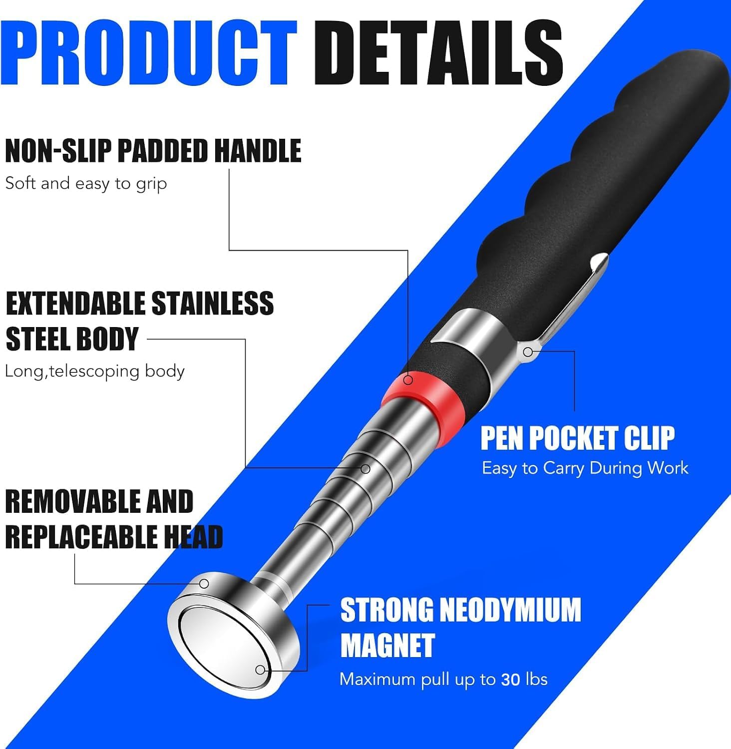3PCS Telescoping Magnetic Pick Up Tool Extendable up to 31"