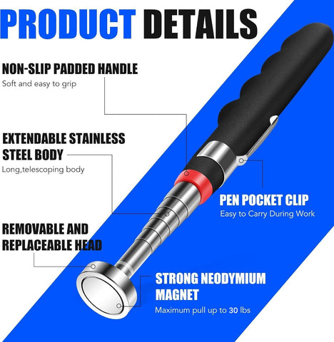 3PCS Telescoping Magnetic Pick Up Tool Extendable up to 31"
